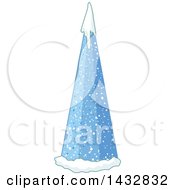 Poster, Art Print Of Blue Cone Christmas Tree With Snow