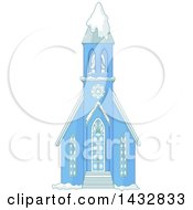 Clipart Of A Blue Church In The Snow Royalty Free Vector Illustration by Pushkin