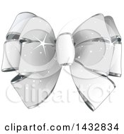 Clipart Of A Sparkly Gray Gift Bow Royalty Free Vector Illustration