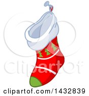 Clipart Of A White Red And Green Christmas Stocking Royalty Free Vector Illustration