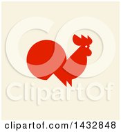 Clipart Of A Red Silhouetted Rooster On Beige Royalty Free Vector Illustration by elena