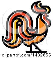 Clipart Of A Yellow And Orange Rooster Royalty Free Vector Illustration by elena