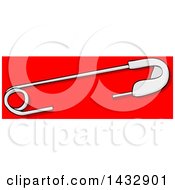 Clipart Of A Cartoon Safety Pin Through Red Material Royalty Free Illustration