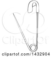 Clipart Of A Cartoon Black And White Lineart Safety Pin Royalty Free Vector Illustration by djart