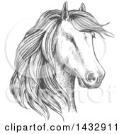 Poster, Art Print Of Sketched Gray Horse Head