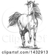 Poster, Art Print Of Sketched Gray Horse