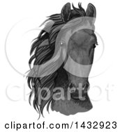 Poster, Art Print Of Sketched And Color Filled Black Horse Head