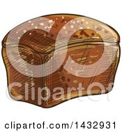 Clipart Of A Sketched Loaf Of Whole Grain Rye Bread Royalty Free Vector Illustration