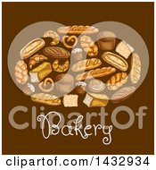 Clipart Of A Sketched Loaf Formed Of Breads Over Text On Brown Royalty Free Vector Illustration
