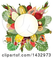 Poster, Art Print Of Tropical Fruit Design Label With Text Space
