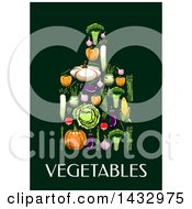 Clipart Of A Cutting Board Formed Of Produce Over Text On A Dark Background Royalty Free Vector Illustration