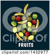 Poster, Art Print Of Apple Formed Of Fruits Over Text On A Dark Background