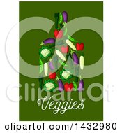 Clipart Of A Cutting Board Made Of Vegetables Over Text Royalty Free Vector Illustration
