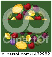 Poster, Art Print Of Blank Text Box Over A Circle Of Fruit On Green