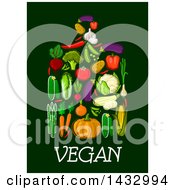 Poster, Art Print Of Cutting Board Formed Of Produce Over Text On A Dark Background
