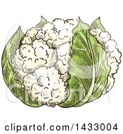 Poster, Art Print Of Sketched Head Of Cauliflower
