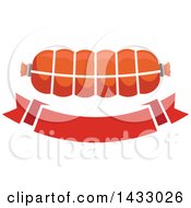 Clipart Of A Ham Over A Banner Royalty Free Vector Illustration