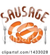 Clipart Of Sausages With Text And Forks Royalty Free Vector Illustration