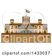 Poster, Art Print Of Line Drawing Styled Mexican Landmark Chapultepec Castle