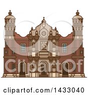 Poster, Art Print Of Line Drawing Styled Mexican Landmark Our Lady Of Guadalupe Basilica