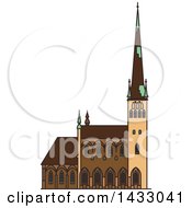 Line Drawing Styled Estonia Landmark Saint Olaf Church