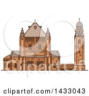 Poster, Art Print Of Line Drawing Styled Israel Landmark Dormition Abbey