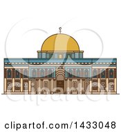 Poster, Art Print Of Line Drawing Styled Israel Landmark Al-Aqsa Mosque