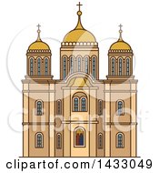 Poster, Art Print Of Line Drawing Styled Israel Landmark Monastery Ein Karem