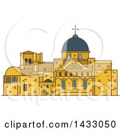 Poster, Art Print Of Line Drawing Styled Israel Landmark Church Of The Holy Sepulchre