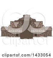Clipart Of A Line Drawing Styled Mexican Landmark Ek Balam Royalty Free Vector Illustration