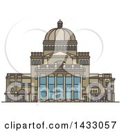 Poster, Art Print Of Line Drawing Styled American Landmark The First Church Of Christ