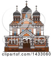 Line Drawing Styled Estonia Landmark Alexander Nevsky Cathedral