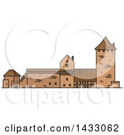 Poster, Art Print Of Line Drawing Styled Latvia Landmark Turaida Castle
