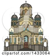 Poster, Art Print Of Line Drawing Styled Latvia Landmark Nativity Of Christ Cathedral