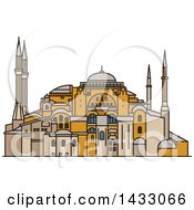 Poster, Art Print Of Line Drawing Styled Turkey Landmark Hagia Sophia