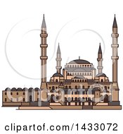Poster, Art Print Of Line Drawing Styled Turkey Landmark Kocatepe Mosque