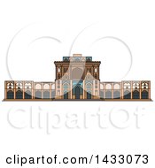 Poster, Art Print Of Line Drawing Styled Iran Landmark Ali Qapu Palace