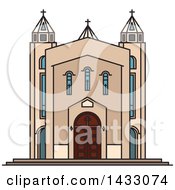 Poster, Art Print Of Line Drawing Styled Iran Landmark Saint Sarkis Cathedral