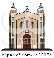 Line Drawing Styled Iran Landmark Saint Sarkis Cathedral