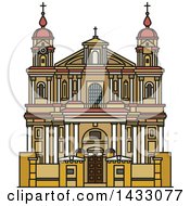 Poster, Art Print Of Line Drawing Styled Lithuanian Landmark Church Of St Peter And St Paul