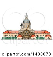 Poster, Art Print Of Line Drawing Styled Lithuanian Landmark Kaunas Cathedral Basilica