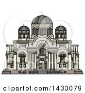 Poster, Art Print Of Line Drawing Styled Lithuanian Landmark Church Of St Michael Archangel
