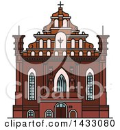 Poster, Art Print Of Line Drawing Styled Lithuanian Landmark Church Of St Francis And St Bernard