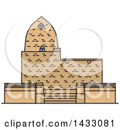 Poster, Art Print Of Line Drawing Styled Iran Landmark Tomb Of Mordecai And Esther