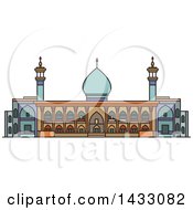 Poster, Art Print Of Line Drawing Styled Iran Landmark Shah Cheragh Mausoleum