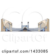 Poster, Art Print Of Line Drawing Styled Iran Landmark Jama Masjid