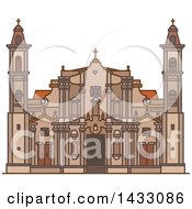 Line Drawing Styled Cuban Landmark St Christopher Havana Cathedral