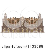 Clipart Of A Line Drawing Styled Cuban Landmark Great Theatre Of Havana Royalty Free Vector Illustration