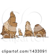 Clipart Of A Line Drawing Styled Australian Landmark The Twelve Apostles Of Port Campbell National Park Royalty Free Vector Illustration by Vector Tradition SM