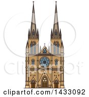 Poster, Art Print Of Line Drawing Styled Australian Landmark St Mary Cathedral